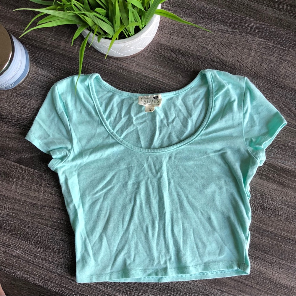 LA Hearts Mint Cropped T-Shirt